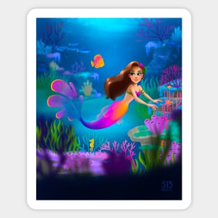 Tropical Coral Reef Mermaid Sticker